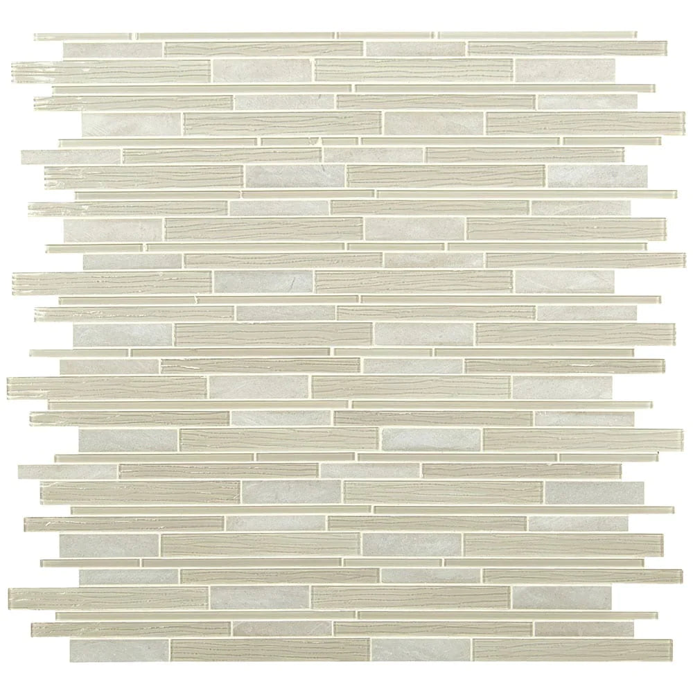 MSI Snowcap Blend Interlocking Glass and Stone Mosaic Tile 12"x12"