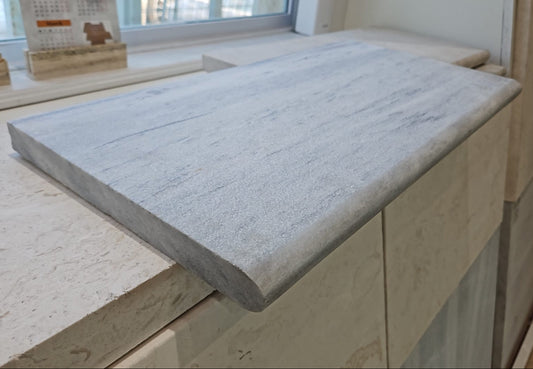 Solto White marble pool coping 12x24 bullnose on long edge