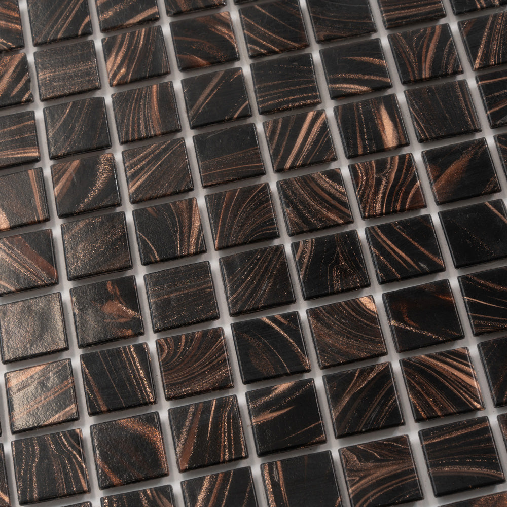 Umber Brown Gold 12x12 Glossy Uniform Square Glass Mosaic Tile (20 pack, 20 sq ft/case) - Sample
