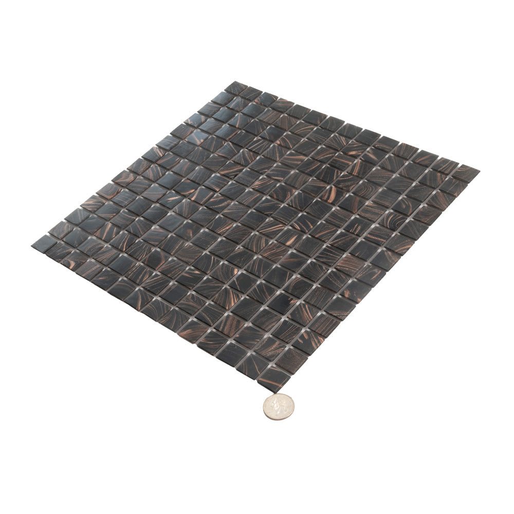 Umber Brown Gold 12x12 Glossy Uniform Square Glass Mosaic Tile (20 pack, 20 sq ft/case) - Sample