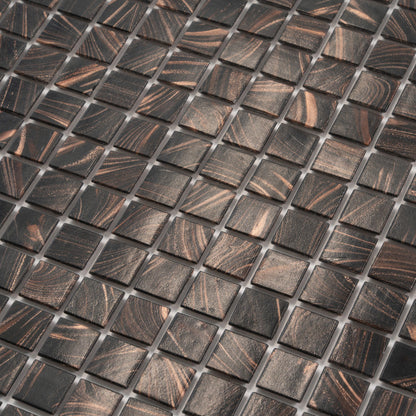 Umber Brown Gold 12x12 Glossy Uniform Square Glass Mosaic Tile (20 pack, 20 sq ft/case)