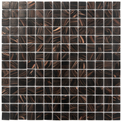 Umber Brown Gold 12x12 Glossy Uniform Square Glass Mosaic Tile (20 pack, 20 sq ft/case) - Sample