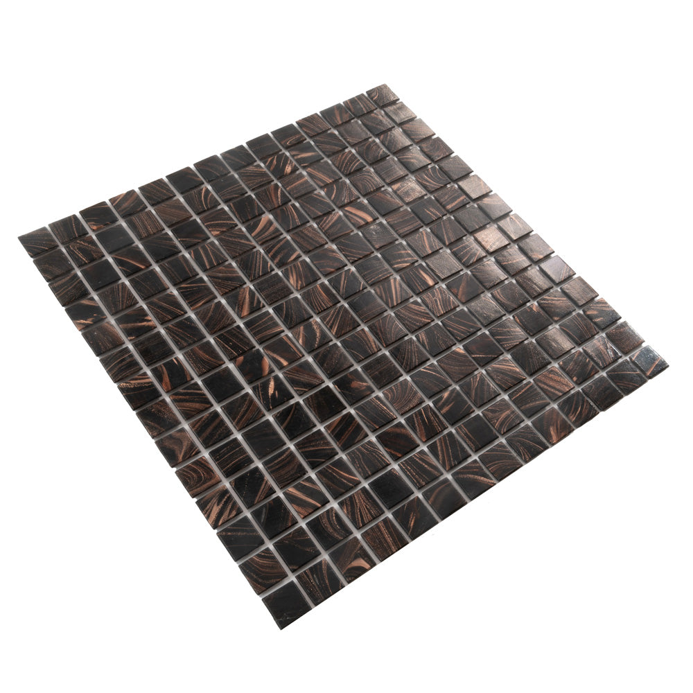 Umber Brown Gold 12x12 Glossy Uniform Square Glass Mosaic Tile (20 pack, 20 sq ft/case)