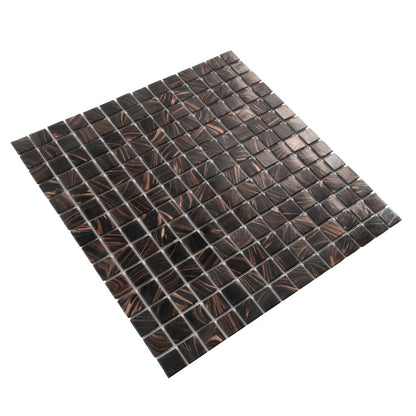 Umber Brown Gold 12x12 Glossy Uniform Square Glass Mosaic Tile (20 pack, 20 sq ft/case) - Sample