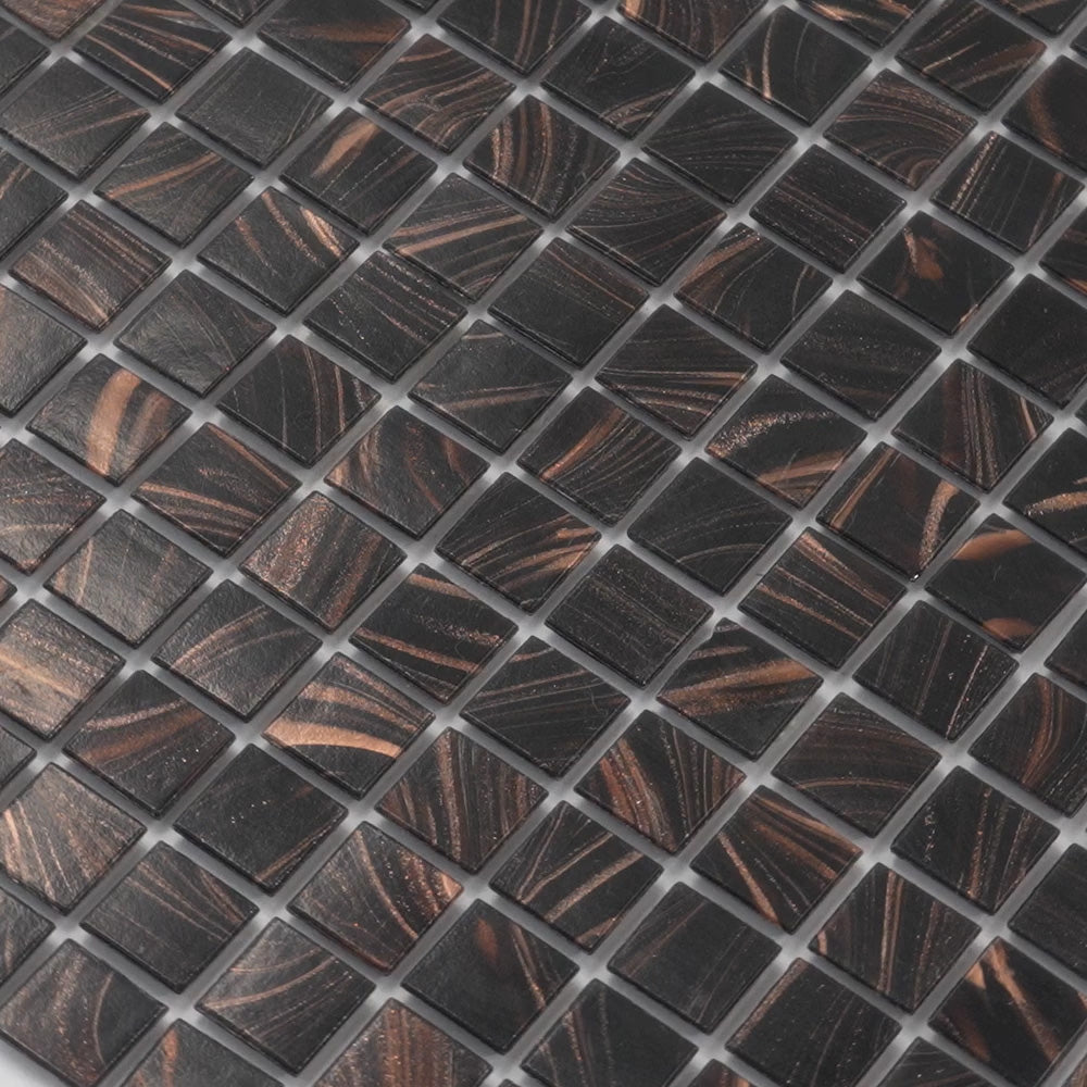 Umber Brown Gold 12x12 Glossy Uniform Square Glass Mosaic Tile (20 pack, 20 sq ft/case) - Sample