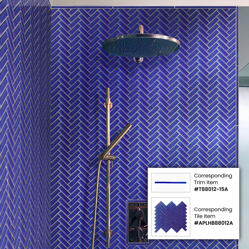 Cobalt Blue 0.5x12 Glossy Glass Pencil Tile Trim (10 pack, 0.5 sq ft/case)