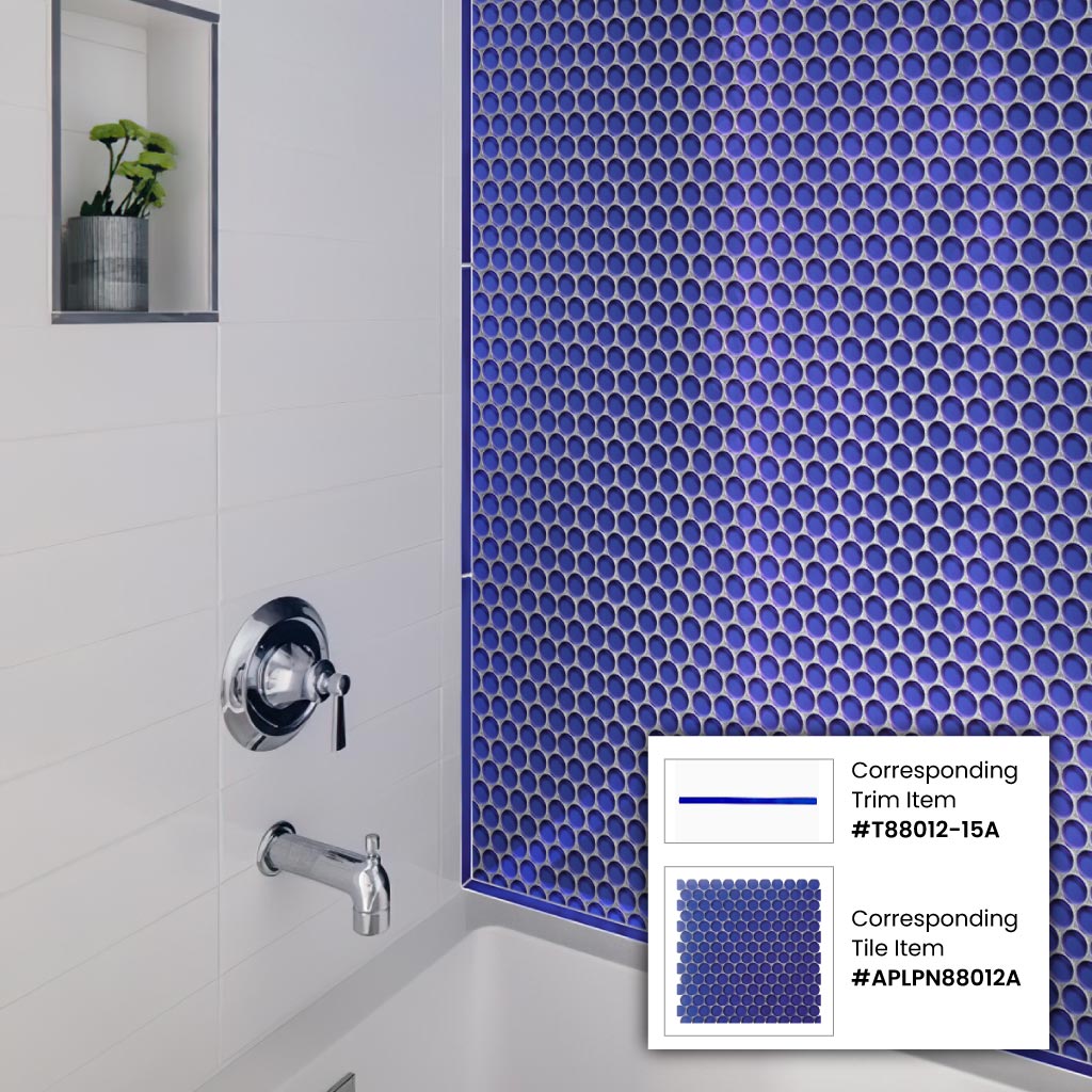 Cobalt Blue 0.5x12 Glossy Glass Pencil Tile Trim (10 pack, 0.5 sq ft/case)