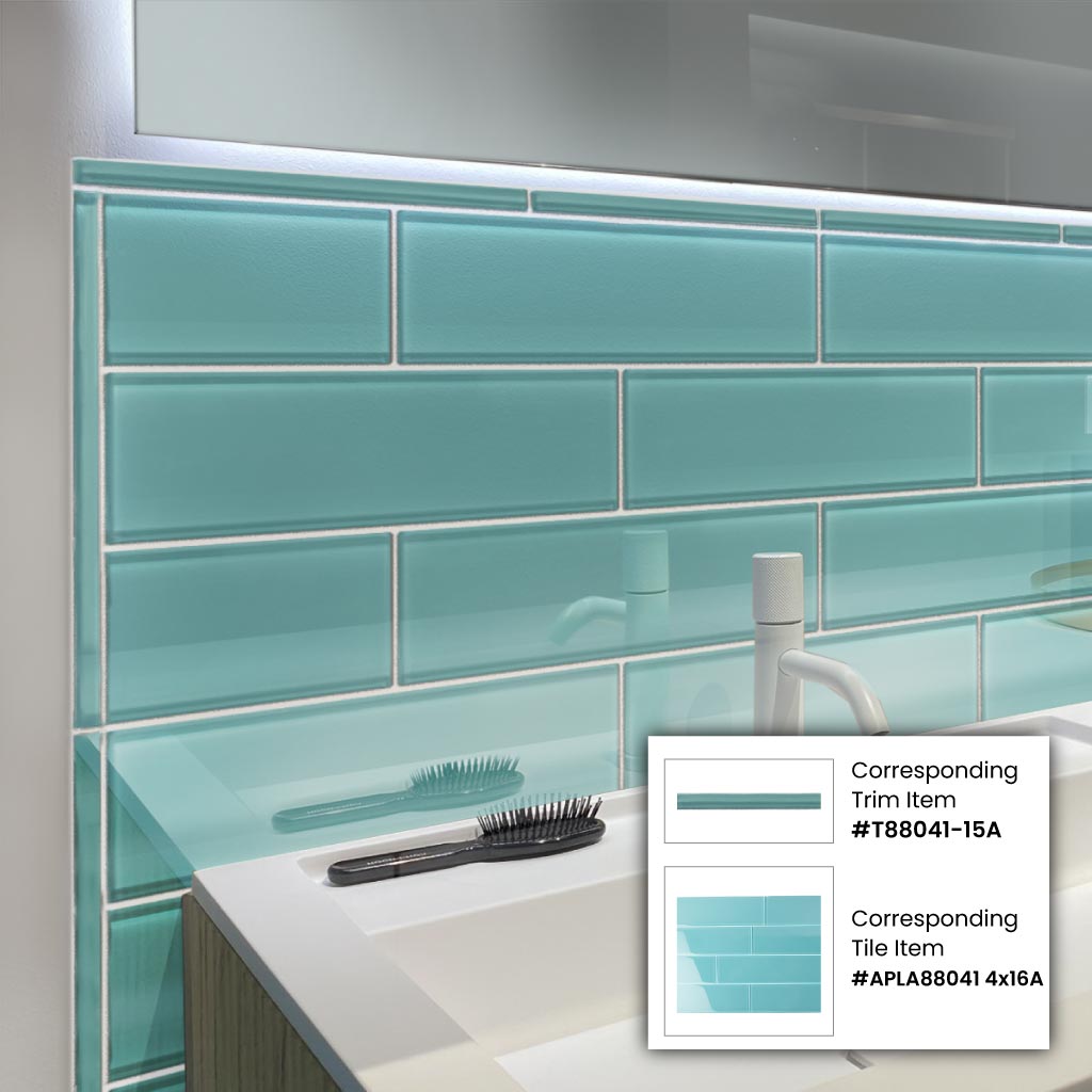 Sky Blue 4x16 Glossy Subway Glass Tile (12 pack, 5.33 sq ft/case) - Sample