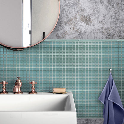 Sky Blue 12x12 Glossy Square Glass Mosaic Tile (10 pack, 9.67 sq ft/case)