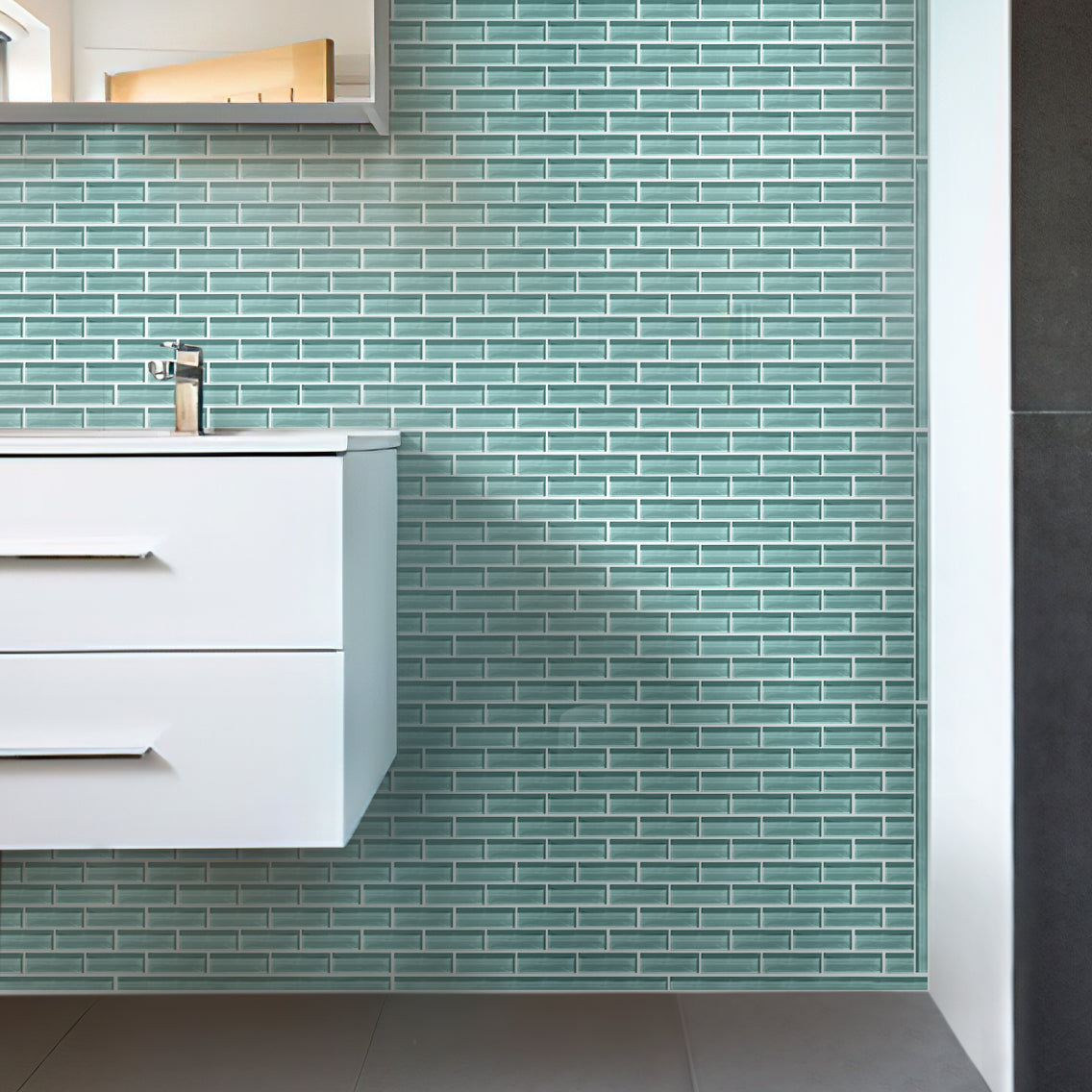Sky Blue 12x12 Glossy Brick Glass Mosaic Tile (5 pack, 4.92 sq ft/case)