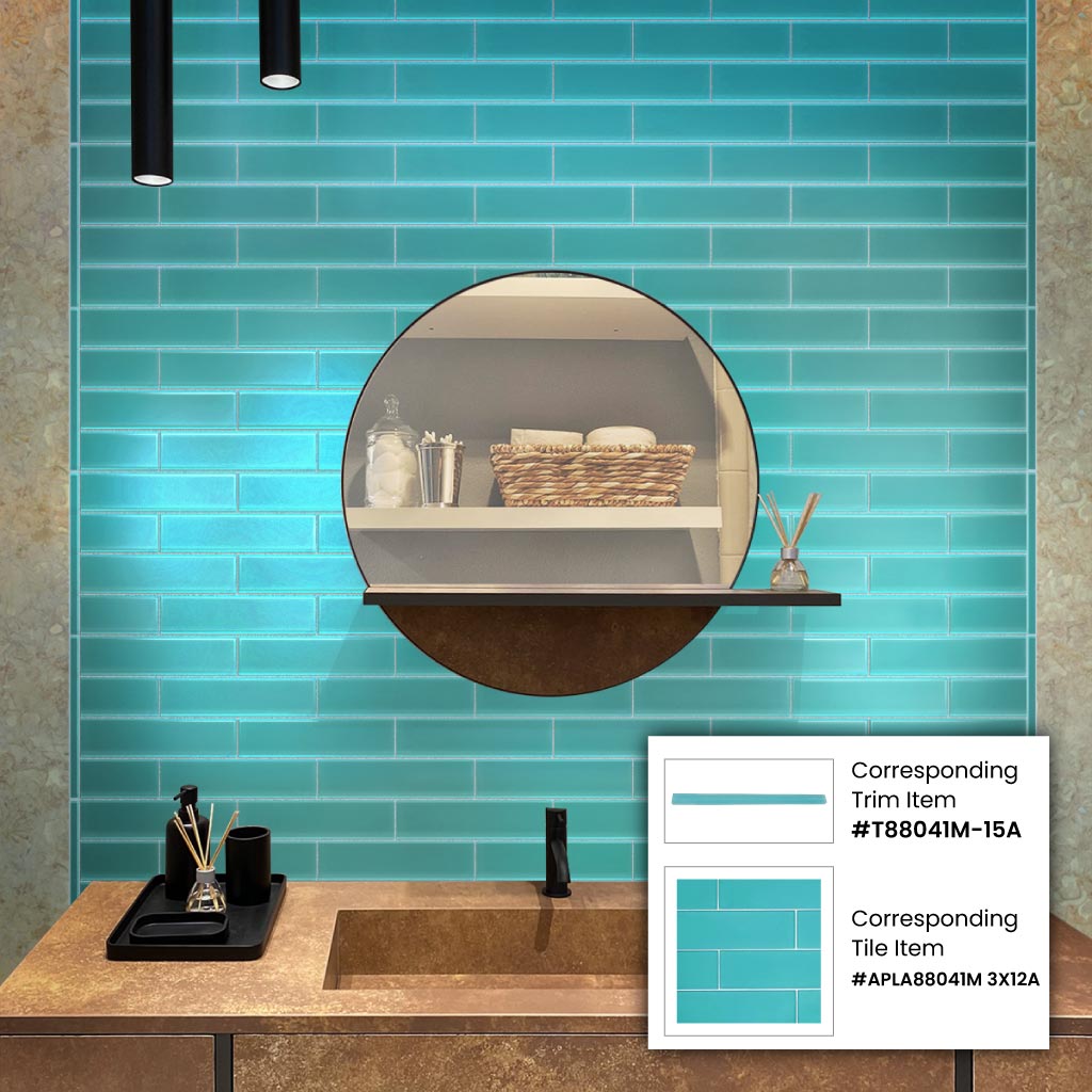 Sky Blue 0.5x12 Matte Glass Pencil Tile Trim (10 pack, 0.5 sq ft/case) - Sample