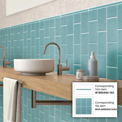 Sky Blue 0.5x12 Matte Glass Pencil Tile Trim (10 pack, 0.5 sq ft/case) - Sample