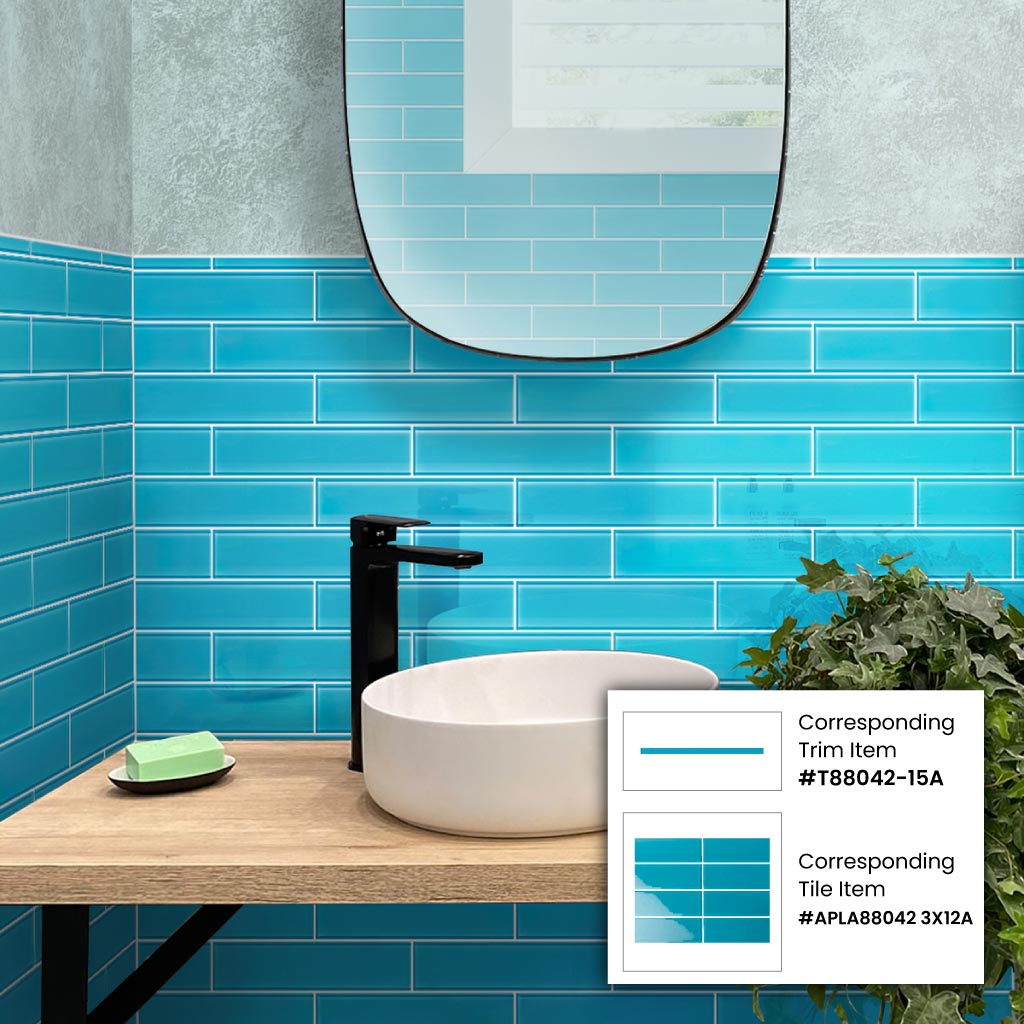 Sapphire Blue 3x12 Glossy Subway Glass Tile (20 pack, 5 sq ft/case)
