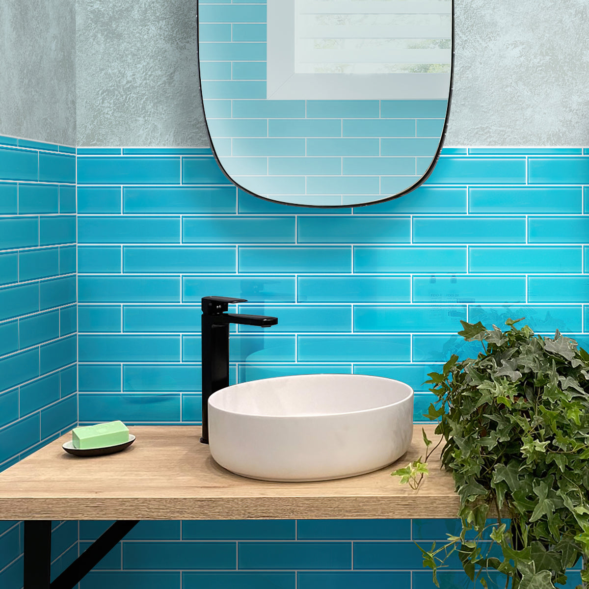 Sapphire Blue 3x12 Glossy Subway Glass Tile (20 pack, 5 sq ft/case)