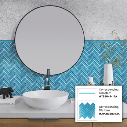 Sapphire Blue 11x13 Glossy Herringbone Glass Mosaic Tile (5 pack, 4.8125 sq ft/case)
