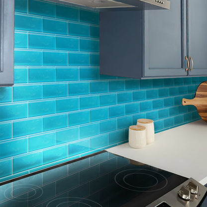 Sapphire Blue 3x6 Matte Subway Glass Tile (40 pack, 5 sq ft/case) - Sample