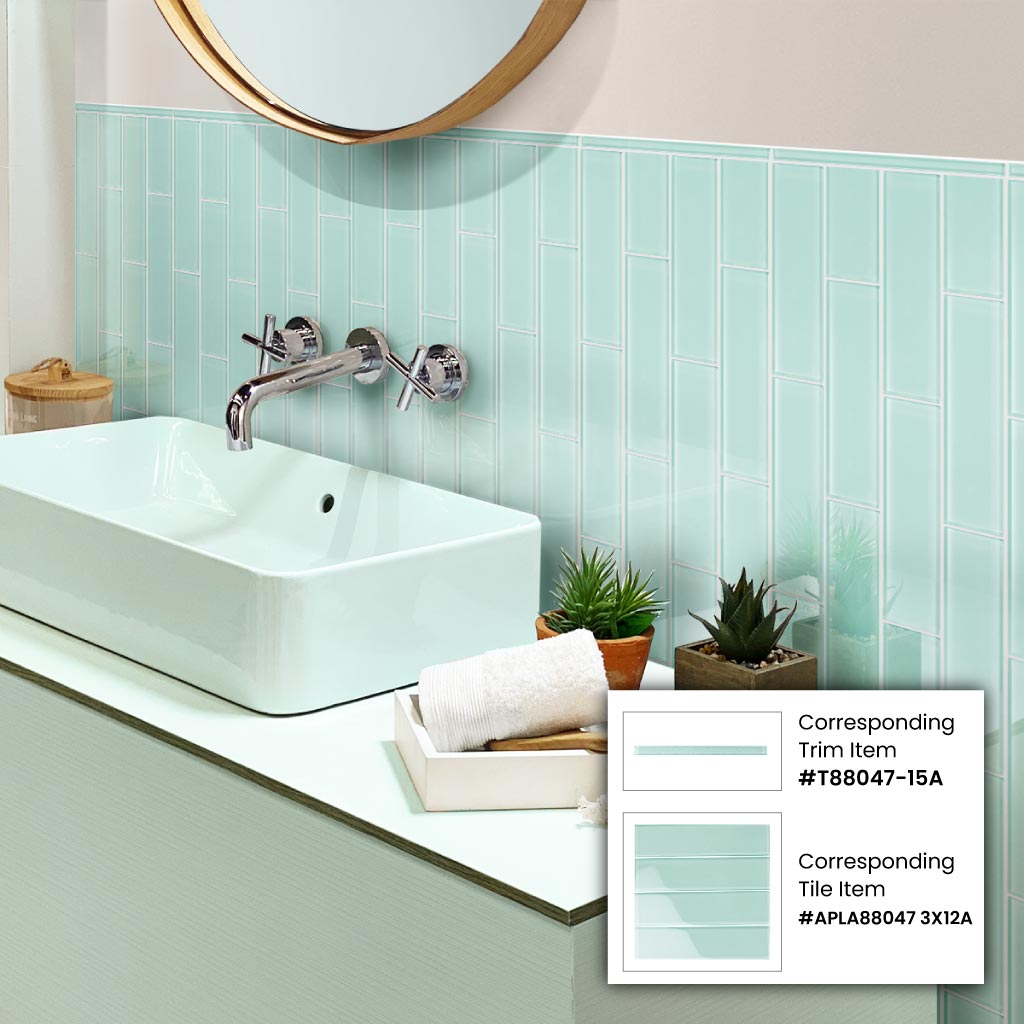 Blizzard Blue 3x12 Glossy Subway Glass Tile (20 pack, 5 sq ft/case)