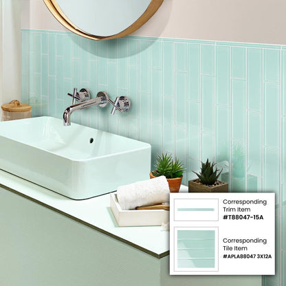 Blizzard Blue 3x12 Glossy Subway Glass Tile (20 pack, 5 sq ft/case)