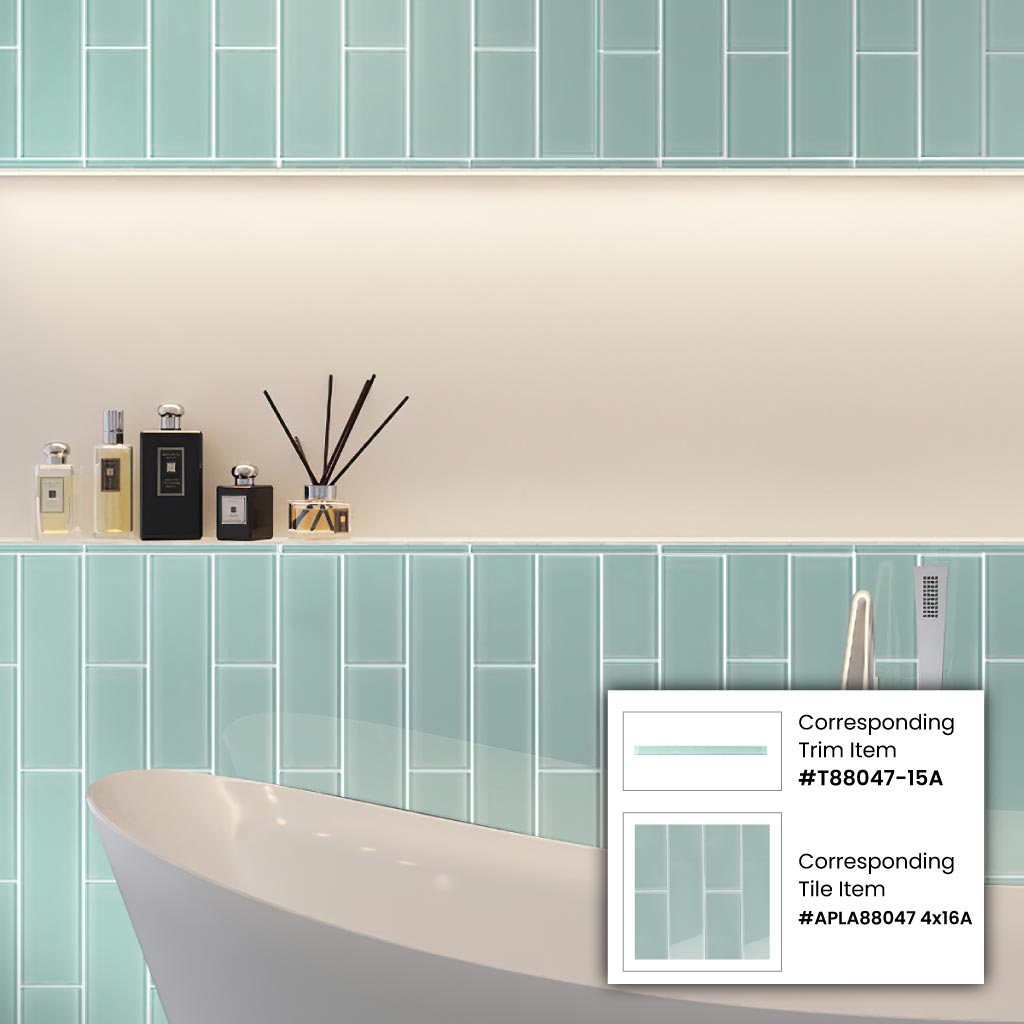 Blizzard Blue 0.5x12 Glossy Glass Pencil Tile Trim (10 pack, 0.5 sq ft/case)