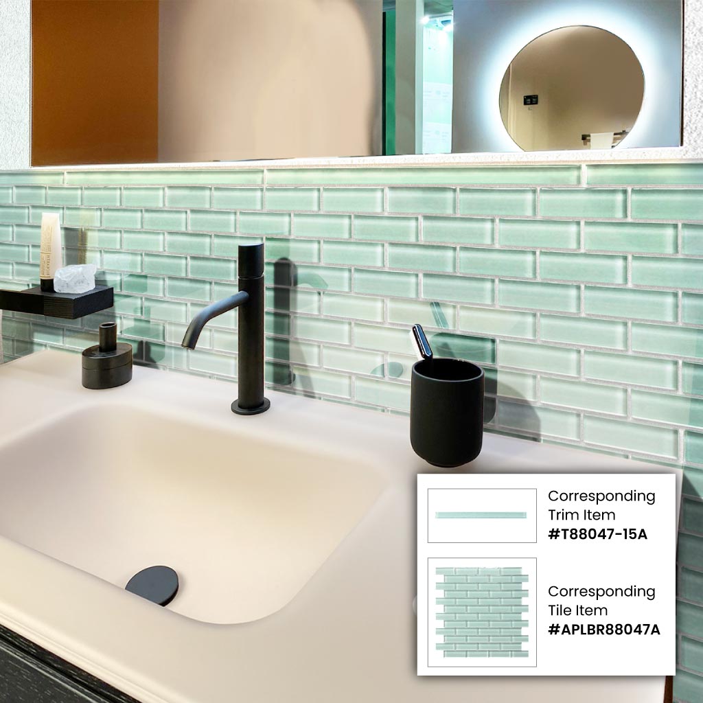 Blizzard Blue 12x12 Glossy Brick Glass Mosaic Tile (5 pack, 4.92 sq ft/case)