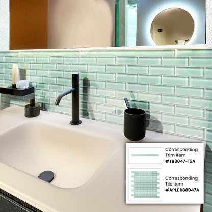 Blizzard Blue 12x12 Glossy Brick Glass Mosaic Tile (5 pack, 4.92 sq ft/case)