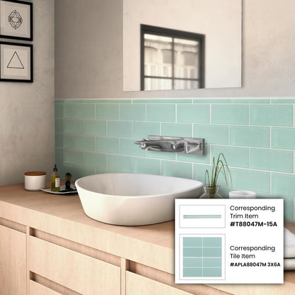 Blizzard Blue 0.5x12 Matte Glass Pencil Tile Trim (10 pack, 0.5 sq ft/case)