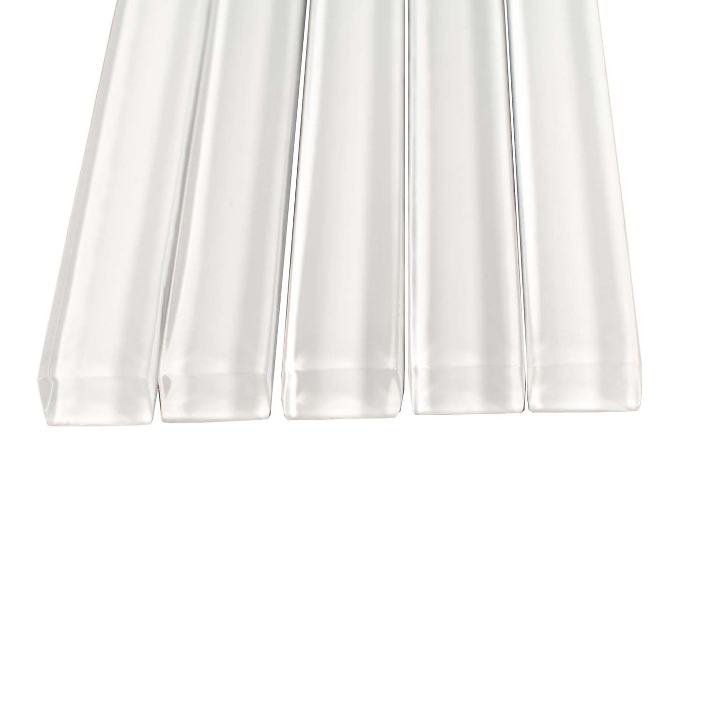 White 0.5x12 Glass Glossy Pencil Tile Trim (10 pack, 0.5 sq ft/case) - Sample