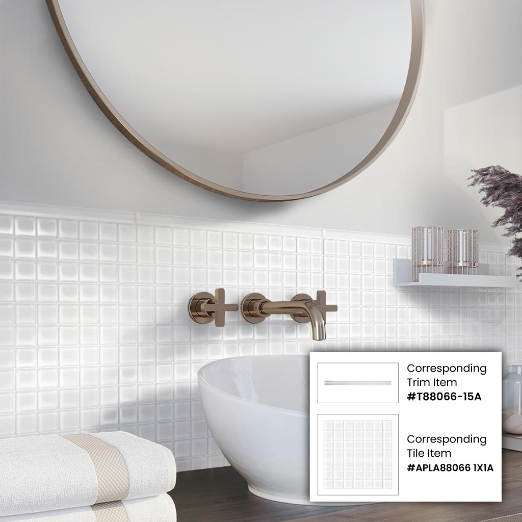White 12x12 Glossy Square Glass Mosaic Tile (10 pack, 9.67 sq ft/case) - Sample