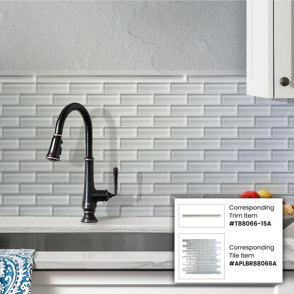 White 0.5x12 Glass Glossy Pencil Tile Trim (10 pack, 0.5 sq ft/case) - Sample