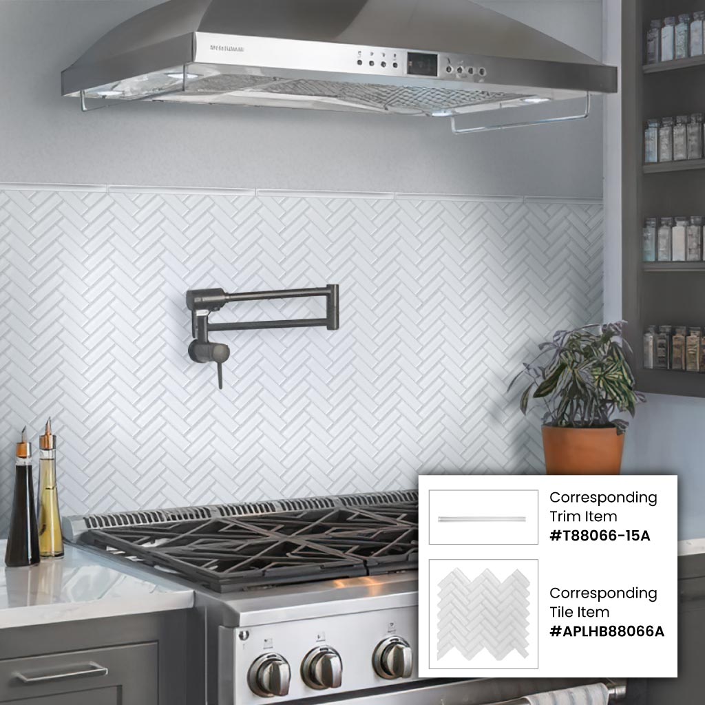 White 11x13 Glossy Herringbone Glass Mosaic Tile (5 pack, 4.8125 sq ft/case)