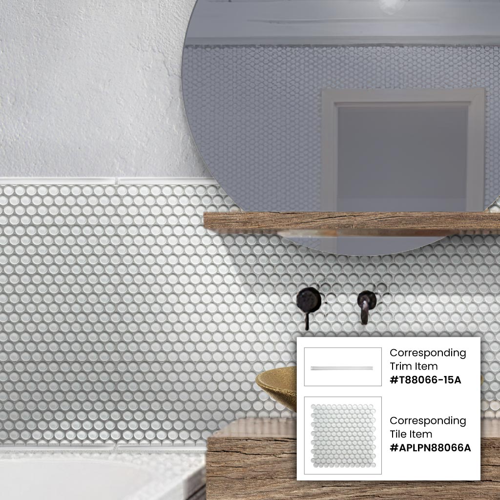 White 12x12 Glossy Penny Round Glass Mosaic Tile (5 pack, 5 sq ft/case)