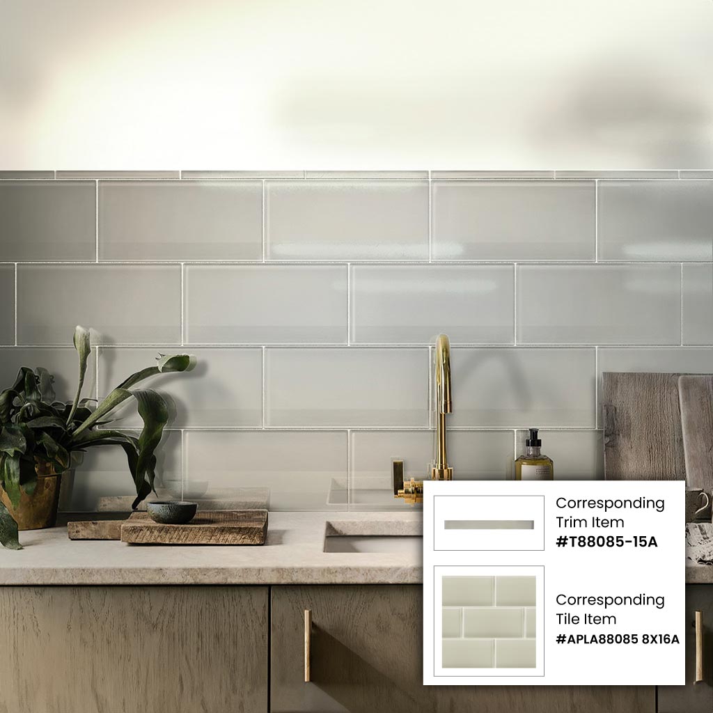 Warm Greige 8x16 Glossy Subway Glass Tile (15 pack, 13.33 sq ft/case)