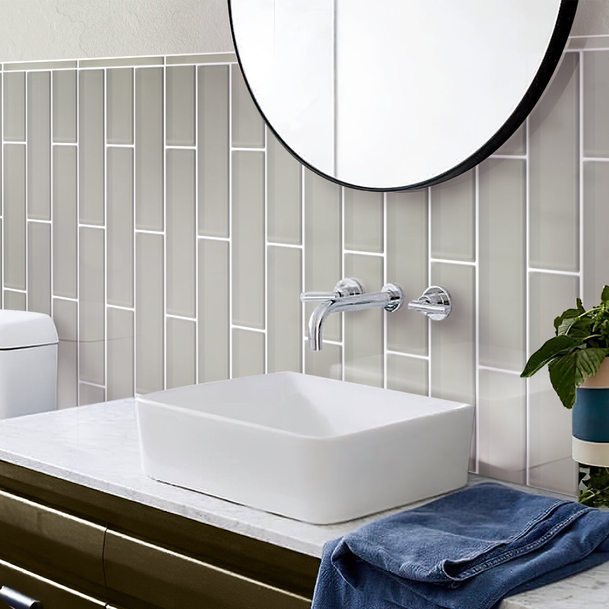 Lace White 4x16 Glossy Subway Glass Tile (12 pack, 5.33 sq ft/case) - Sample