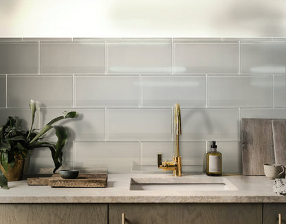 Warm Greige 8x16 Glossy Subway Glass Tile (15 pack, 13.33 sq ft/case)