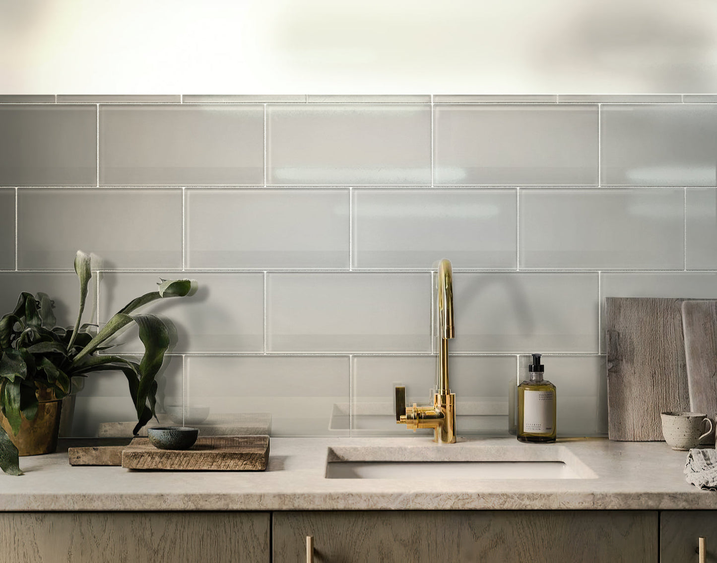 Lace White 8x16 Glossy Subway Glass Tile (15 pack, 13.33 sq ft/case) - Sample