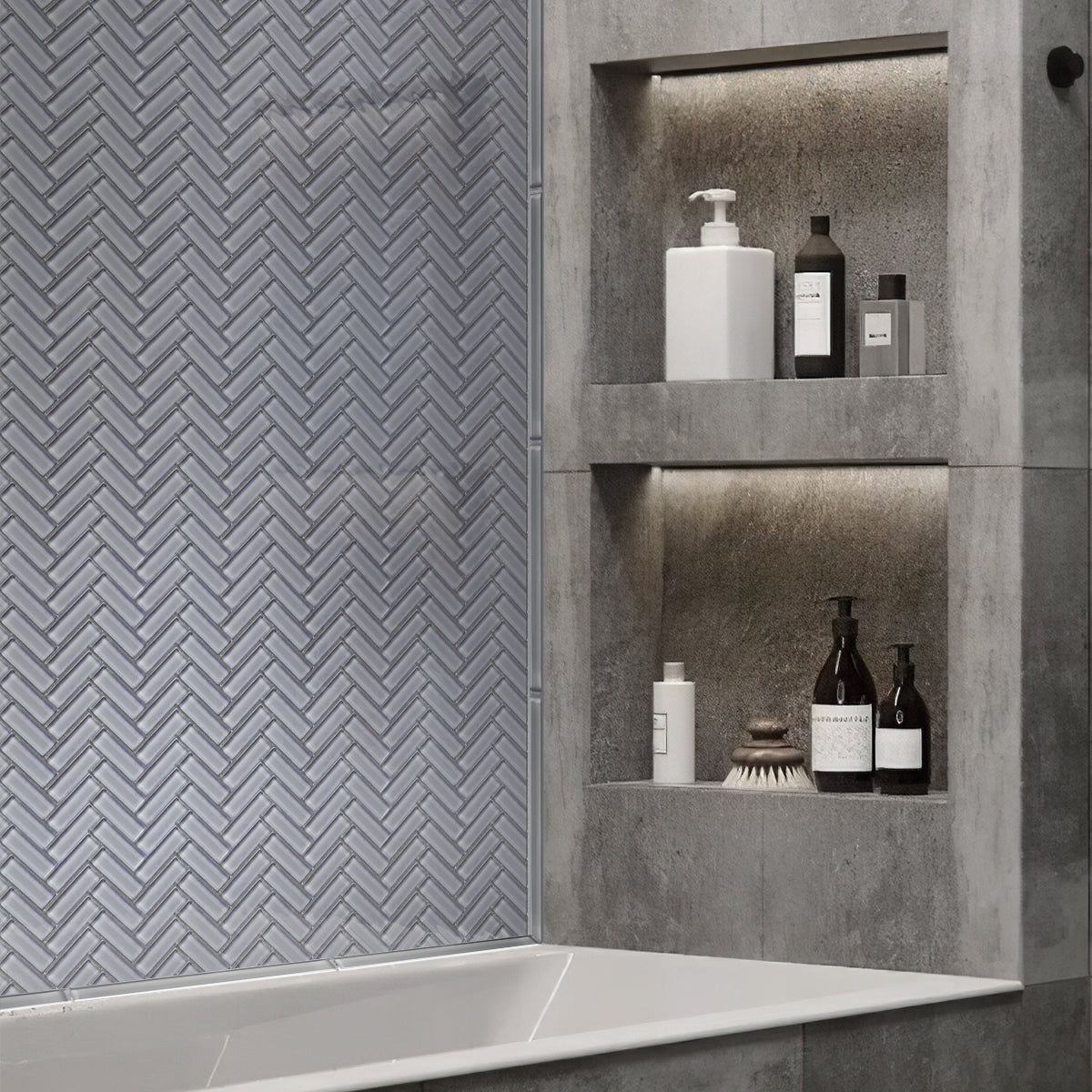 Beige 11x13 Glossy Herringbone Glass Mosaic Tile (5 pack, 4.8125 sq ft/case)