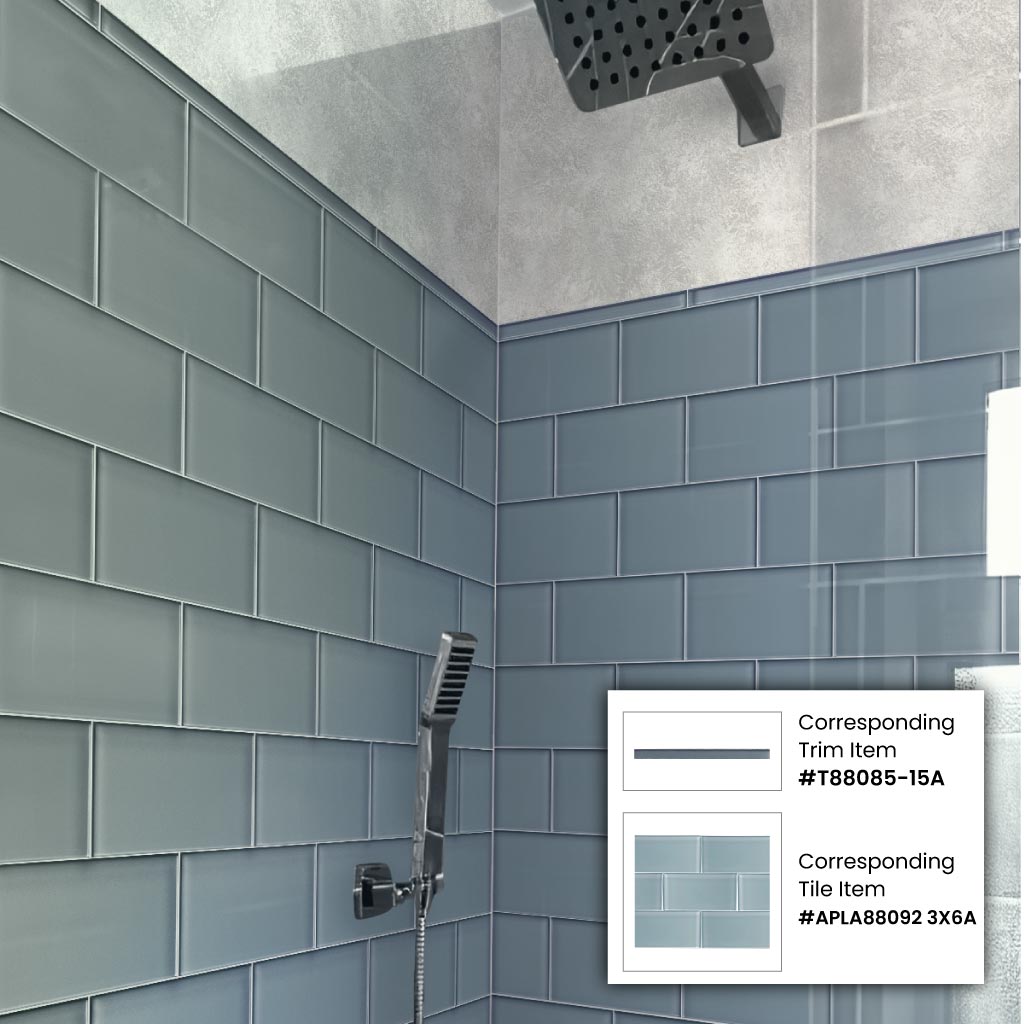 Gray 3x6 Glossy Subway Glass Tile (40 pack, 5 sq ft/case)
