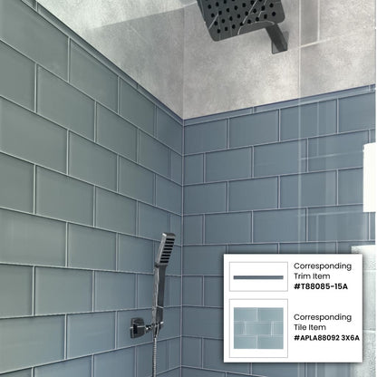 Gray 3x6 Glossy Subway Glass Tile (40 pack, 5 sq ft/case)