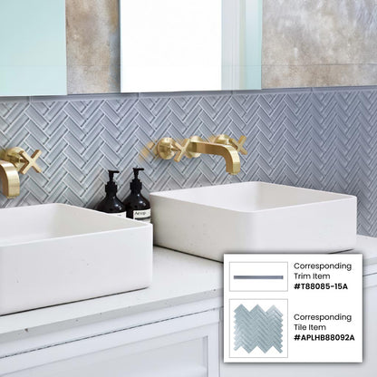 Gray 11x13 Glossy Herringbone Glass Mosaic Tile (5 pack, 4.8125 sq ft/case)
