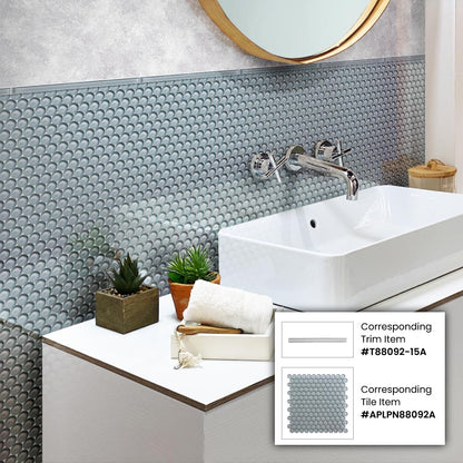 Gray 0.5x12 Glass Glossy Pencil Tile Trim (10 pack, 0.5 sq ft/case)
