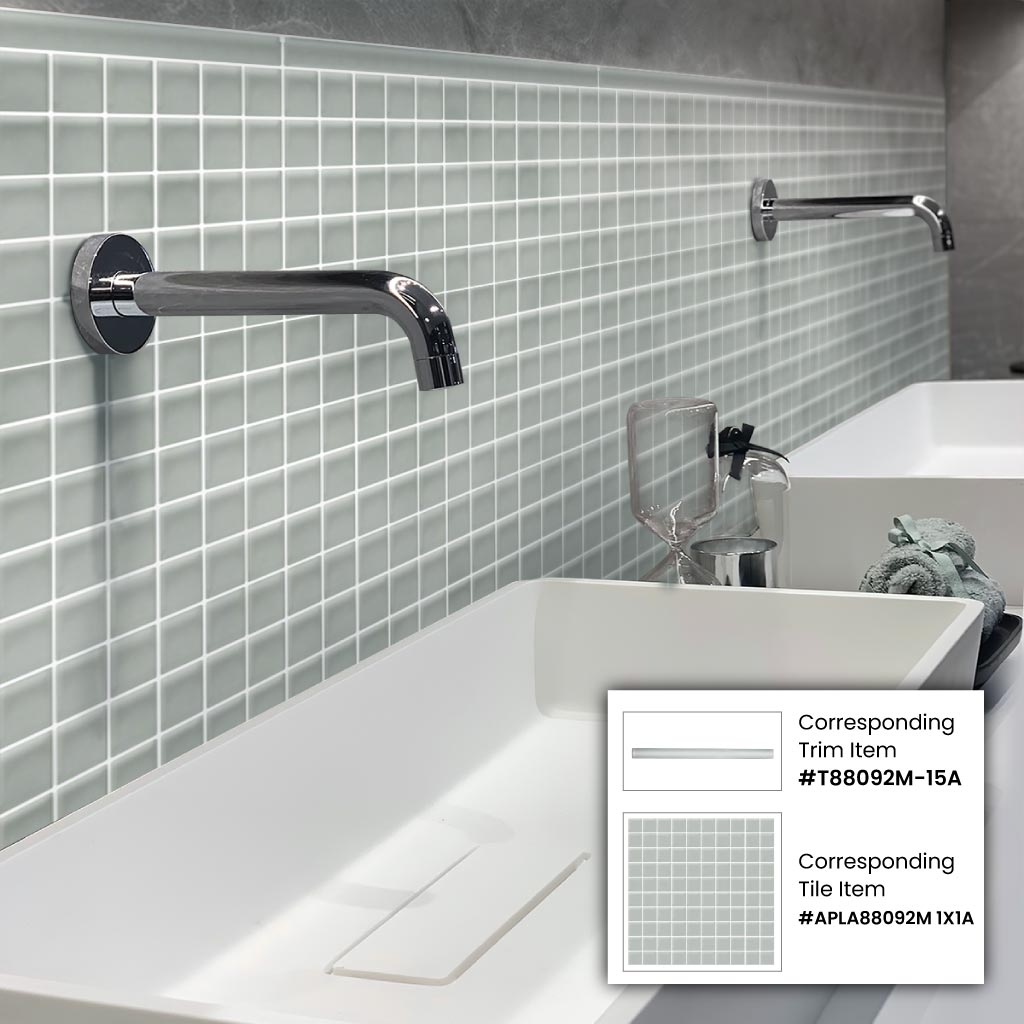 Gray 0.5x12 Matte Glass Pencil Tile Trim (10 pack, 0.5 sq ft/case)