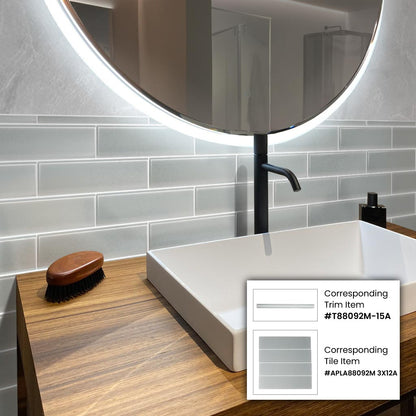 Gray 0.5x12 Matte Glass Pencil Tile Trim (10 pack, 0.5 sq ft/case)