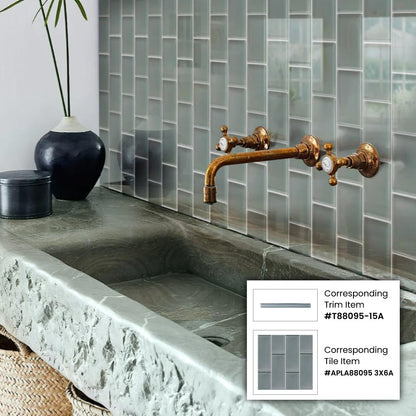Stone Blue 3x6 Glossy Subway Glass Tile (40 pack, 5 sq ft/case) - Sample
