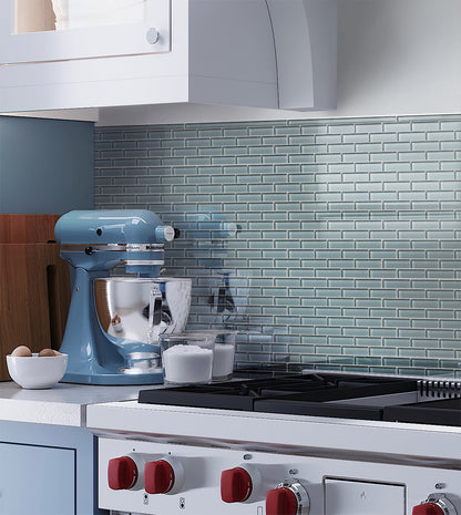 Stone Blue 12x12 Glossy Brick Glass Mosaic Tile (5 pack, 4.92 sq ft/case)