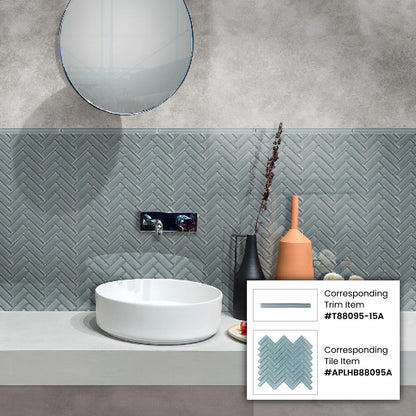 Stone Blue 11x13 Glossy Herringbone Glass Mosaic Tile (5 pack, 4.8125 sq ft/case)