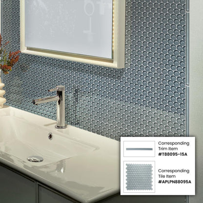 Stone Blue 12x12 Glossy Penny Round Glass Mosaic Tile (5 pack, 5 sq ft/case)