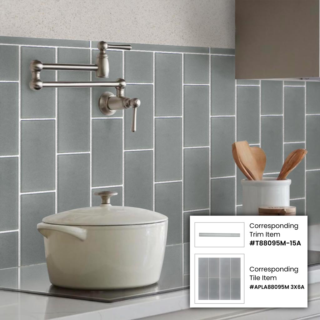 Stone Blue 3x6 Matte Subway Glass Tile (40 pack, 5 sq ft/case)
