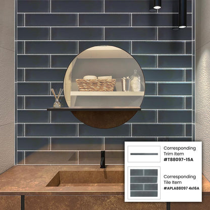 Dark Gray 0.5x12 Glass Glossy Pencil Tile Trim (10 pack, 0.5 sq ft/case)