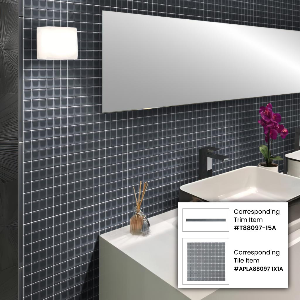 Coin Gray 12x12 Glossy Square Glass Mosaic Tile (10 pack, 9.67 sq ft/case) - Sample