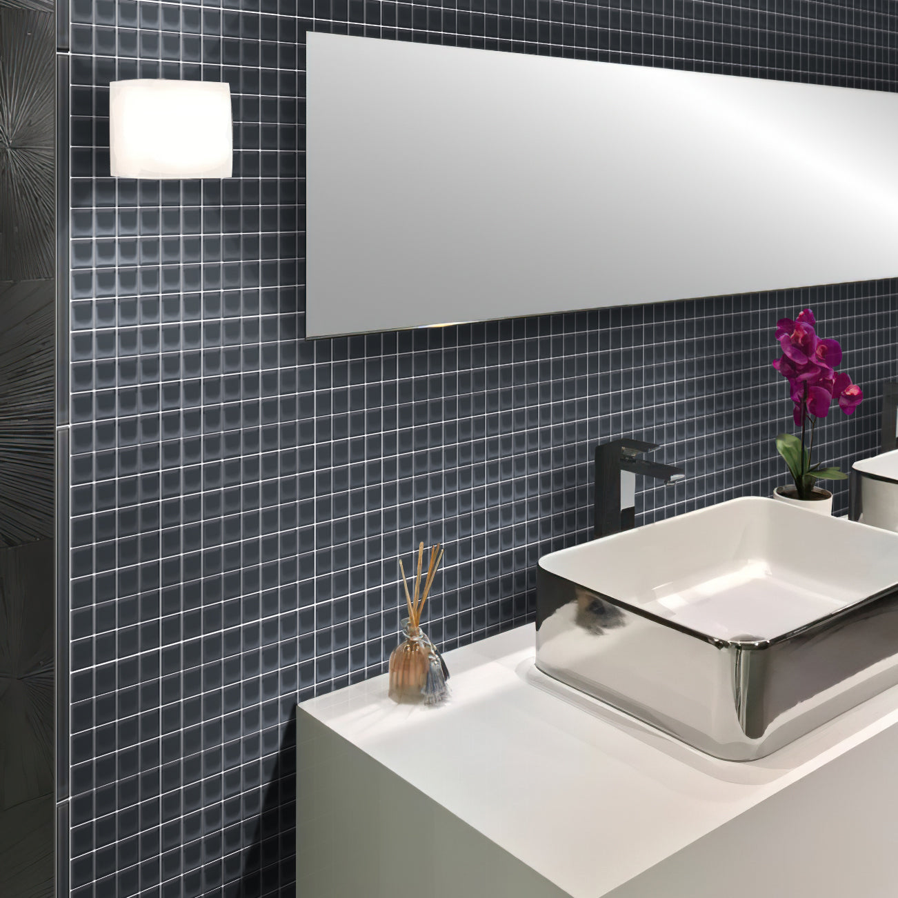 Coin Gray 12x12 Glossy Square Glass Mosaic Tile (10 pack, 9.67 sq ft/case) - Sample